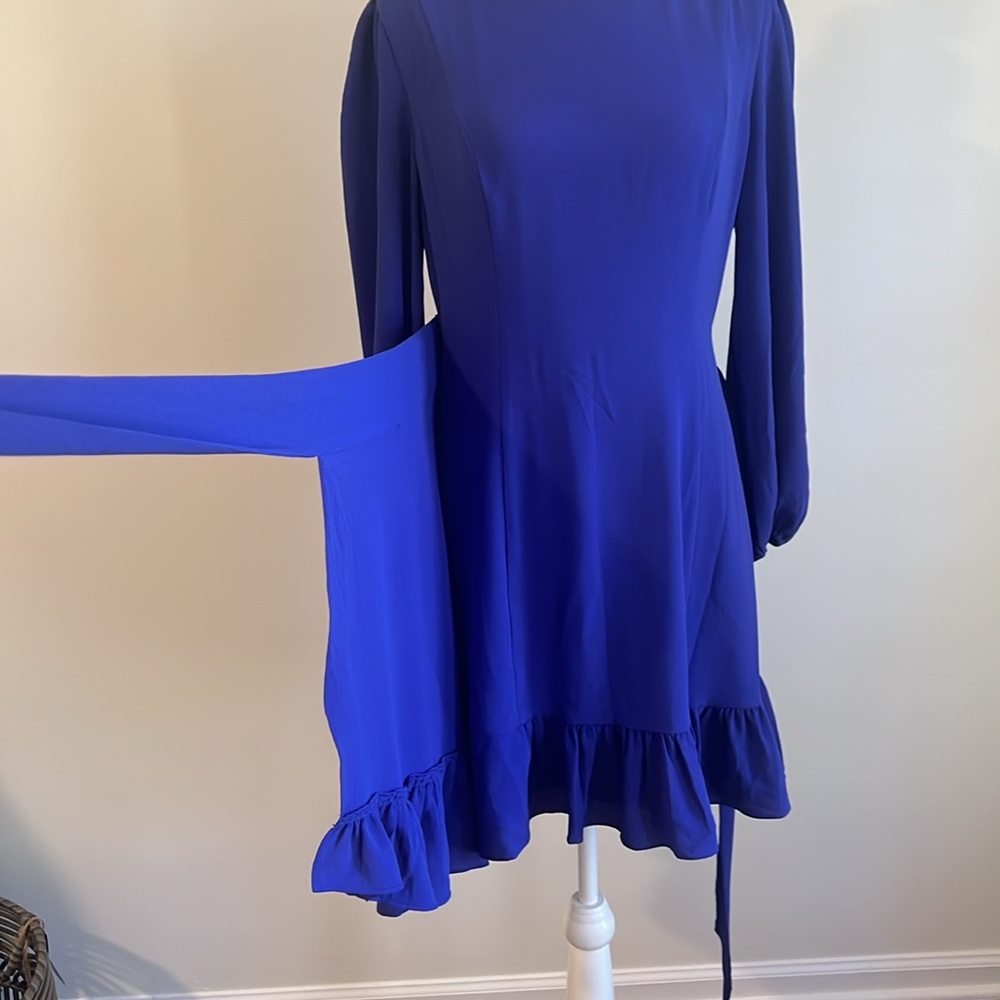 Lilly Pulitzer, long sleeve blue dress wrap skirt - Picture 7 of 8